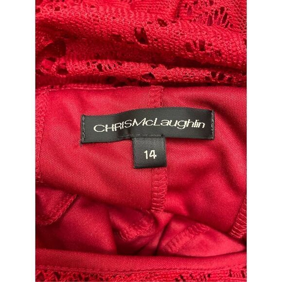 NWT Chris McLaughlin Size 14 Red Lace Short Sleeve Dress - Picture 3 of 7